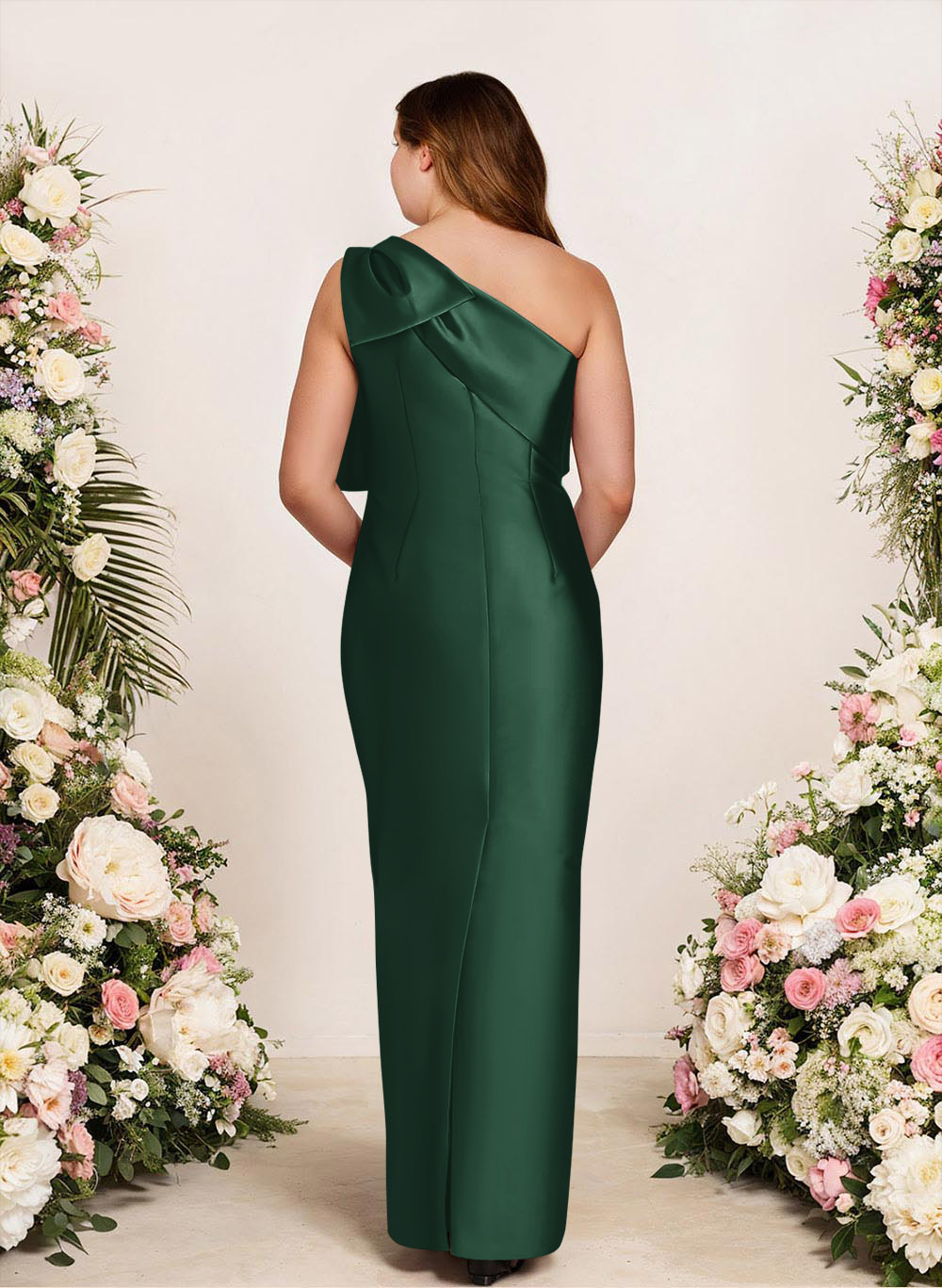 Sheath/Column One-Shoulder Satin Bridesmaid Dresses With Bow(s), product image 218