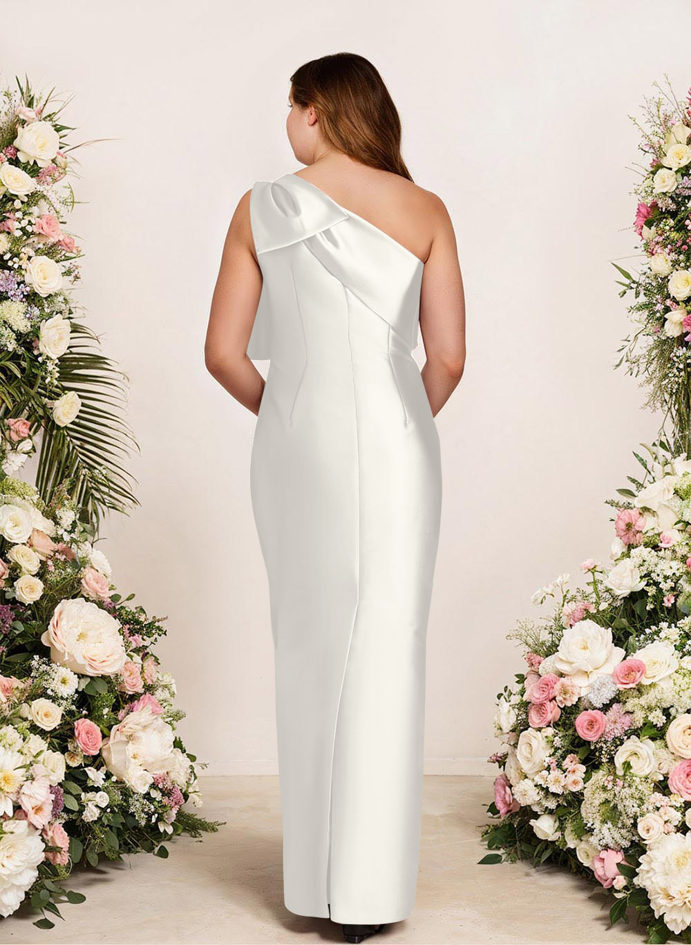 Sheath/Column One-Shoulder Satin Bridesmaid Dresses With Bow(s), product image 260
