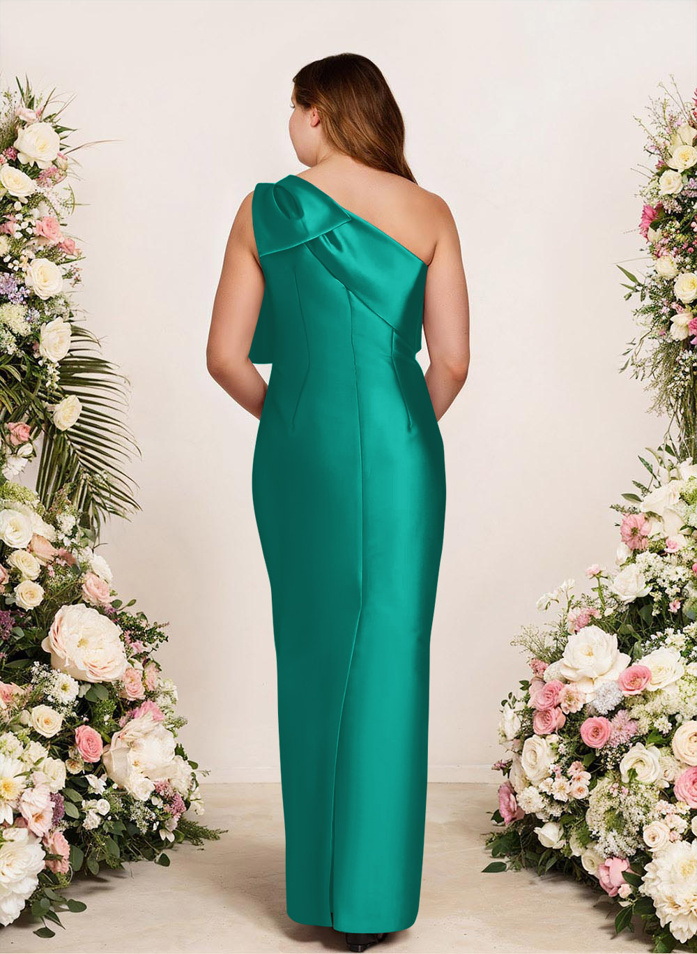 Sheath/Column One-Shoulder Satin Bridesmaid Dresses With Bow(s), product image 234