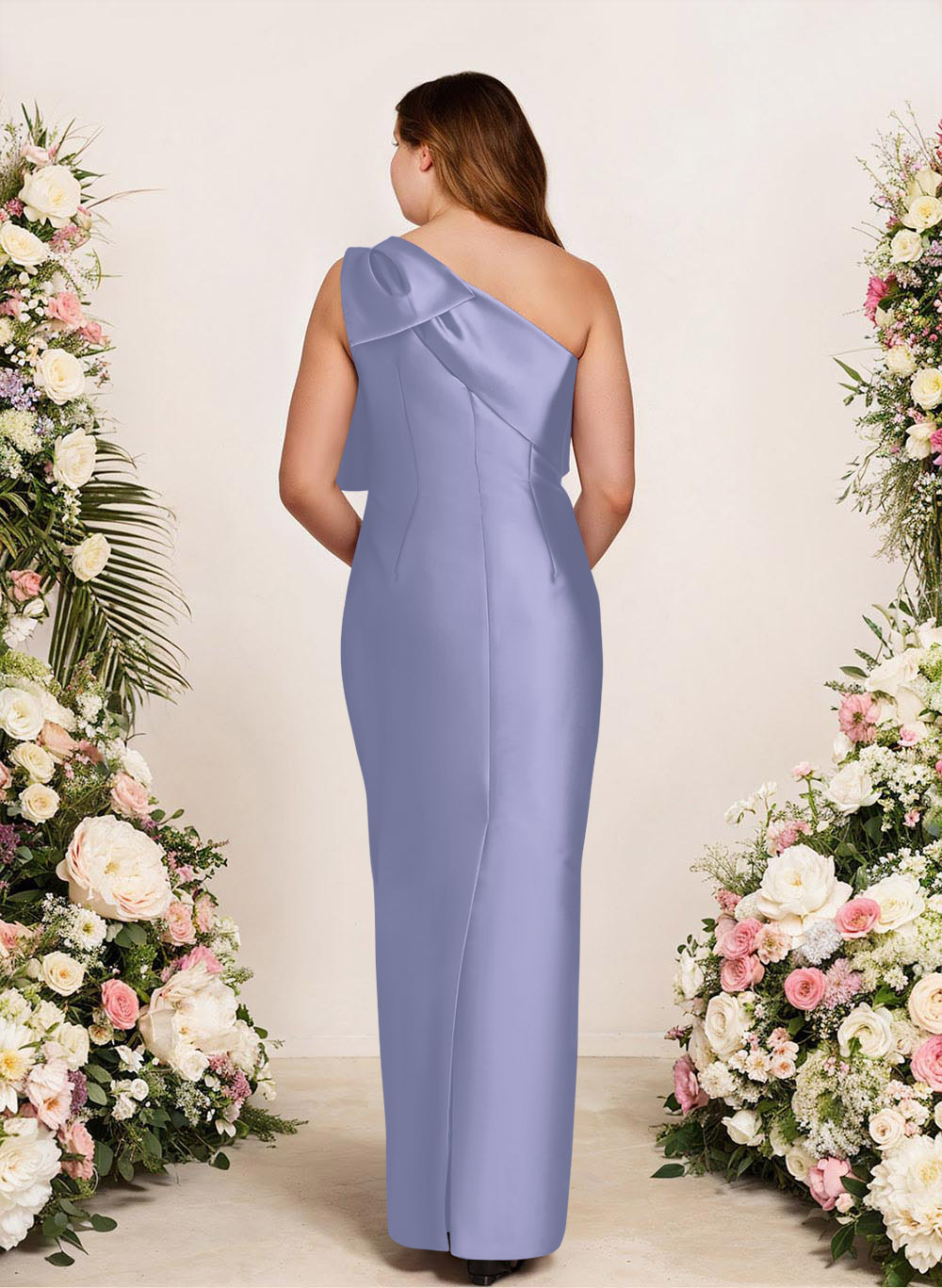 Sheath/Column One-Shoulder Satin Bridesmaid Dresses With Bow(s), product image 214
