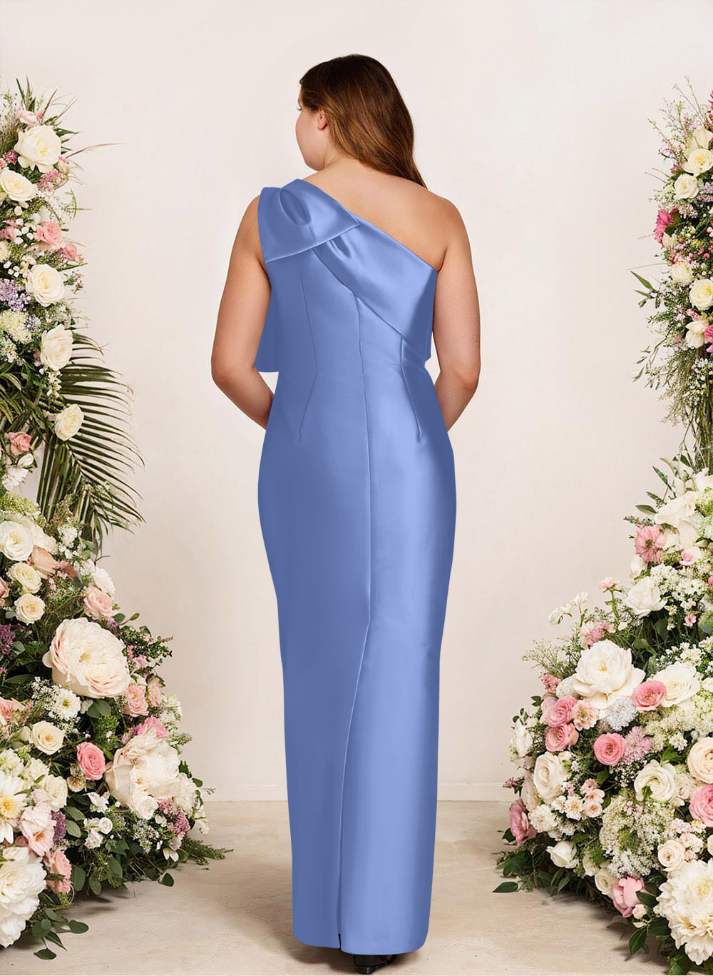 Sheath/Column One-Shoulder Satin Bridesmaid Dresses With Bow(s), product image 164