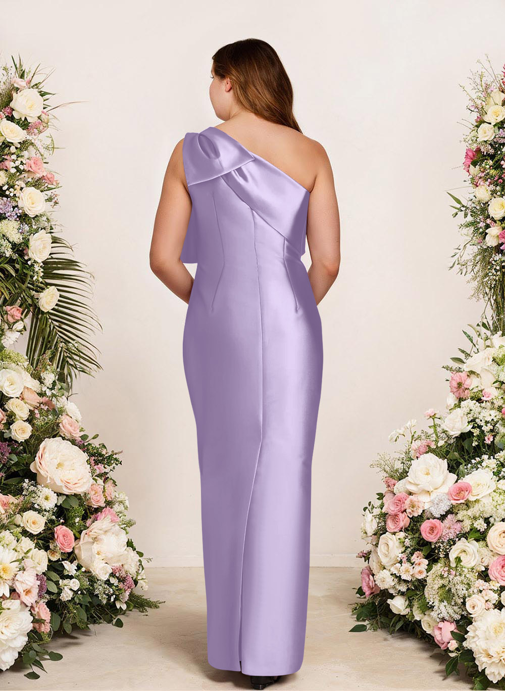 Sheath/Column One-Shoulder Satin Bridesmaid Dresses With Bow(s), product image 212