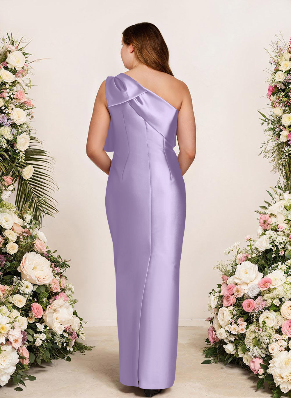Sheath/Column One-Shoulder Satin Bridesmaid Dresses With Bow(s), product image 212
