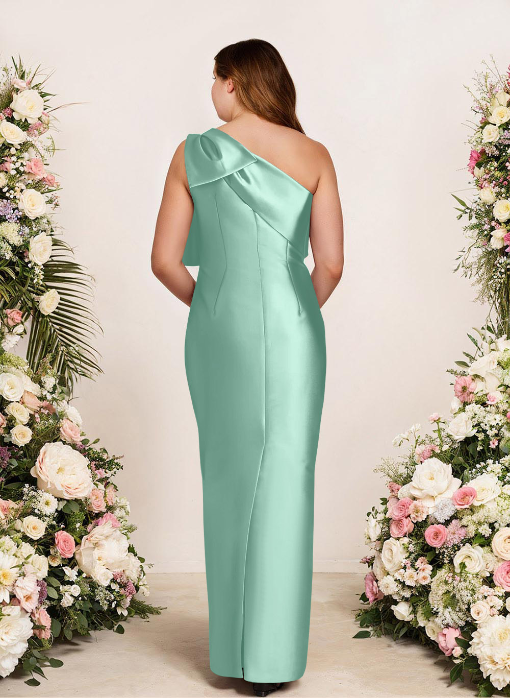 Sheath/Column One-Shoulder Satin Bridesmaid Dresses With Bow(s), product image 236