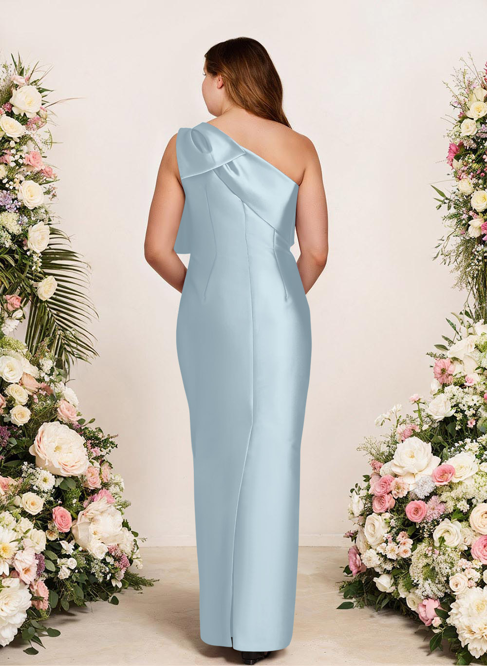 Sheath/Column One-Shoulder Satin Bridesmaid Dresses With Bow(s), product image 238
