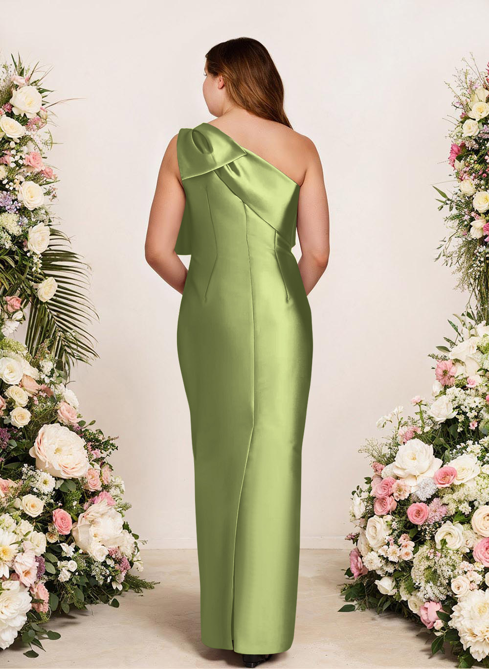 Sheath/Column One-Shoulder Satin Bridesmaid Dresses With Bow(s), product image 268