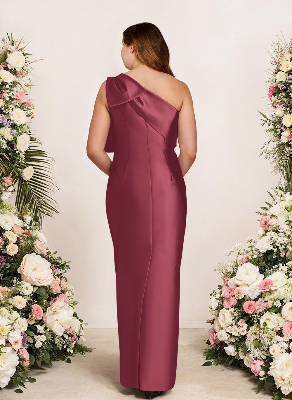 Sheath/Column One-Shoulder Satin Bridesmaid Dresses With Bow(s), product image 190