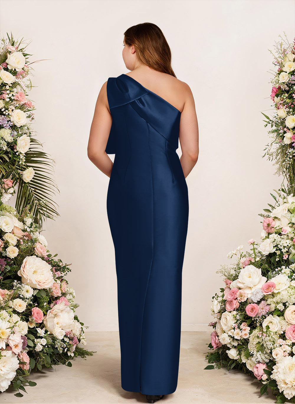 Sheath/Column One-Shoulder Satin Bridesmaid Dresses With Bow(s), product image 146
