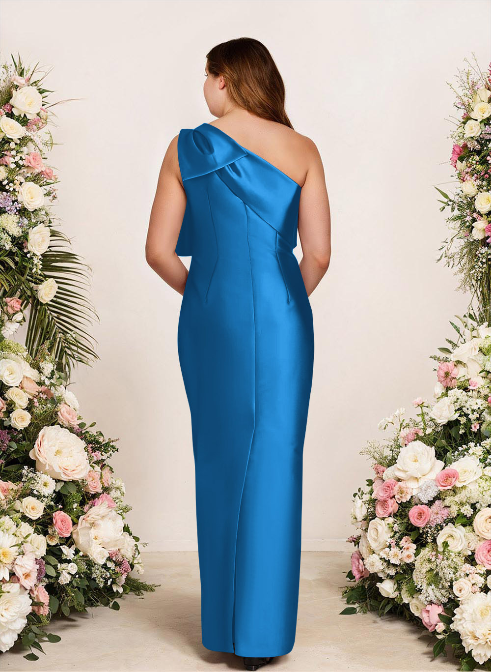 Sheath/Column One-Shoulder Satin Bridesmaid Dresses With Bow(s), product image 162