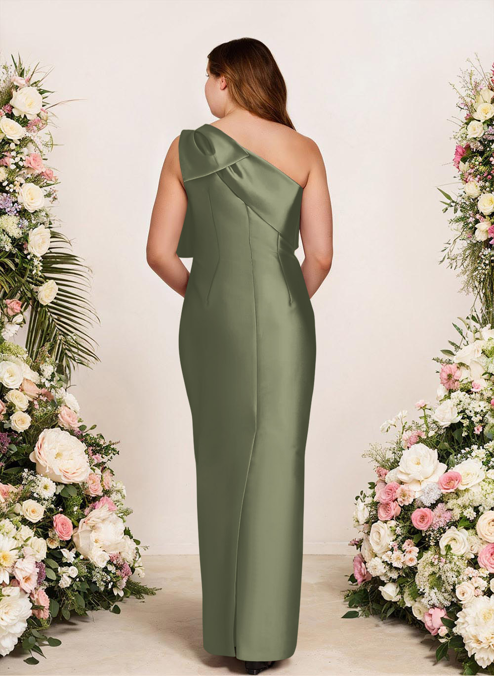 Sheath/Column One-Shoulder Satin Bridesmaid Dresses With Bow(s), product image 230