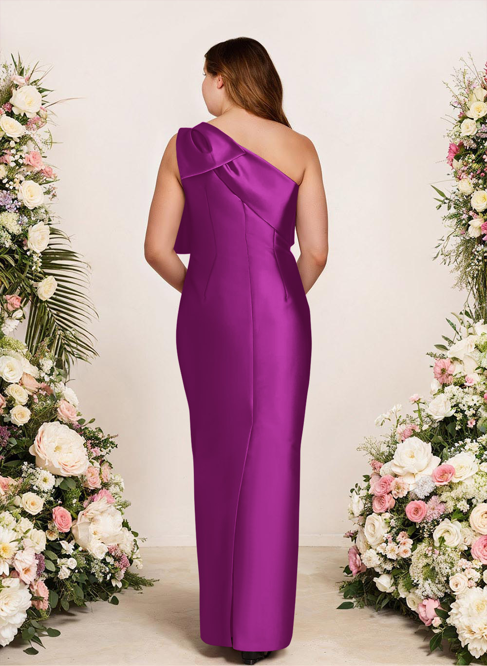 Sheath/Column One-Shoulder Satin Bridesmaid Dresses With Bow(s), product image 196