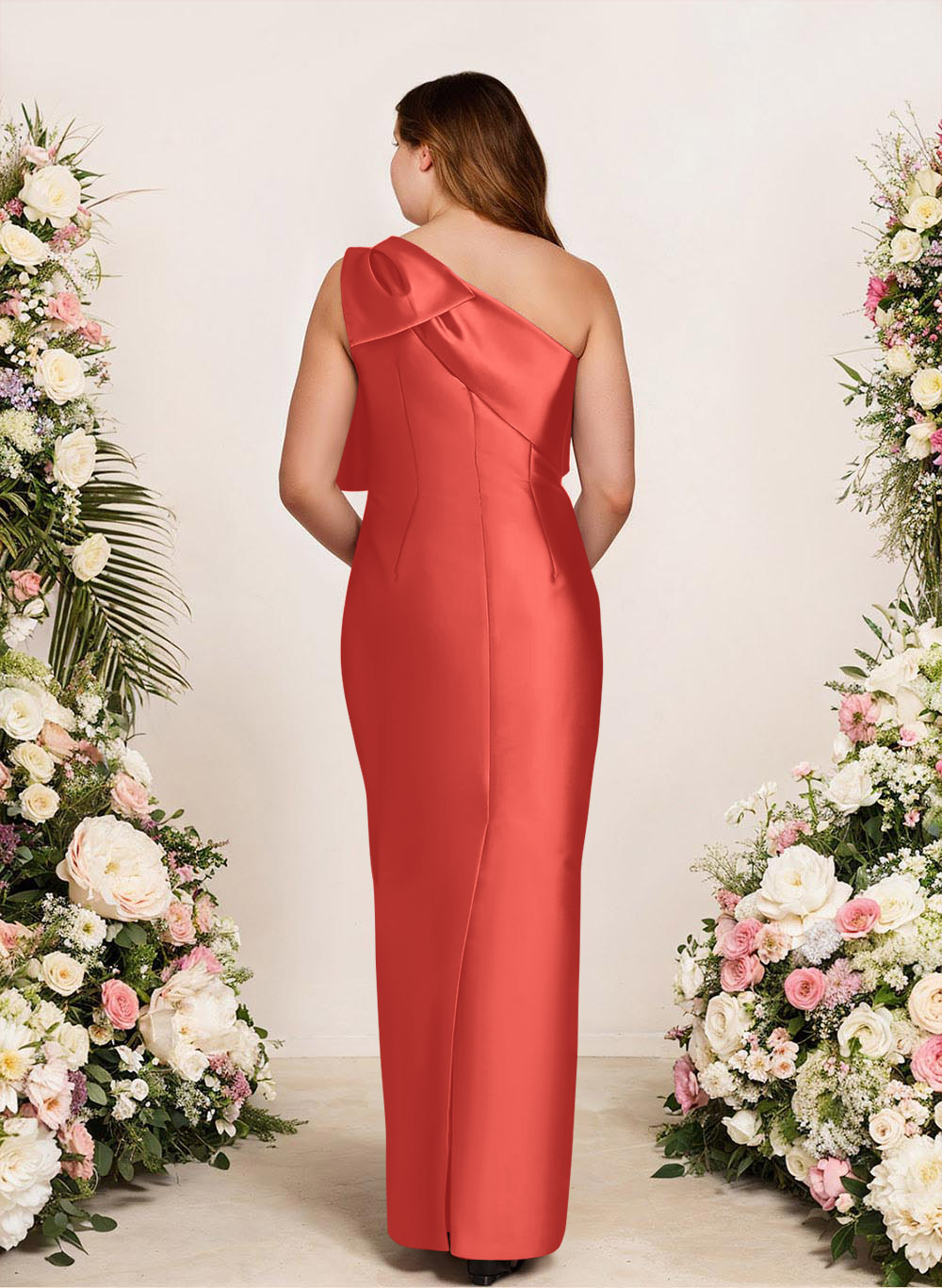Sheath/Column One-Shoulder Satin Bridesmaid Dresses With Bow(s), product image 256