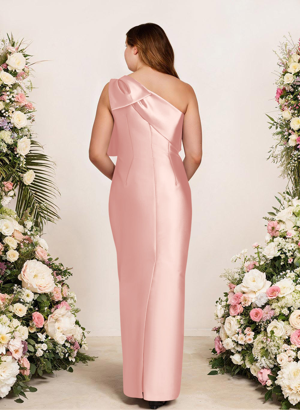 Sheath/Column One-Shoulder Satin Bridesmaid Dresses With Bow(s), product image 170