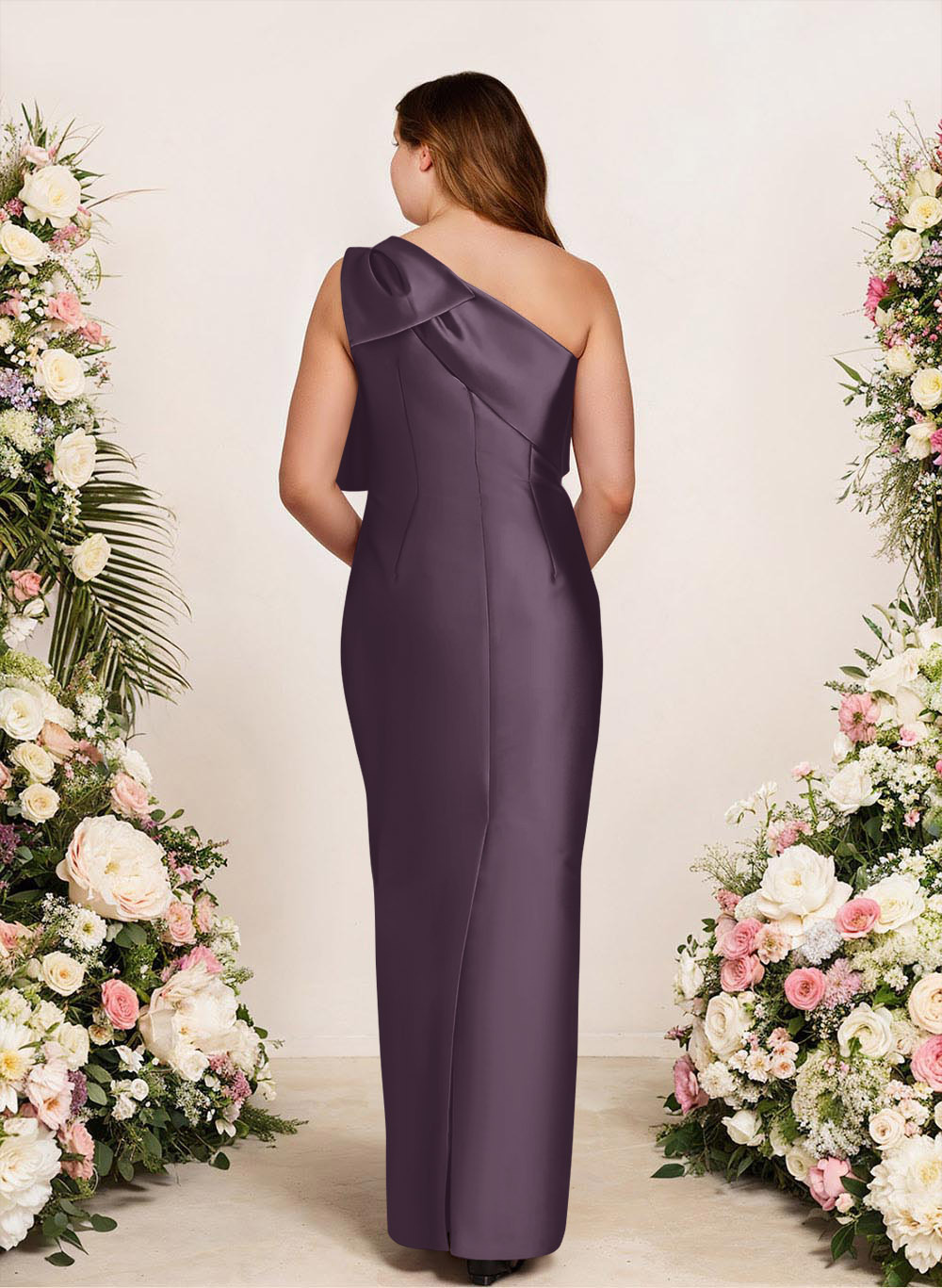 Sheath/Column One-Shoulder Satin Bridesmaid Dresses With Bow(s), product image 216