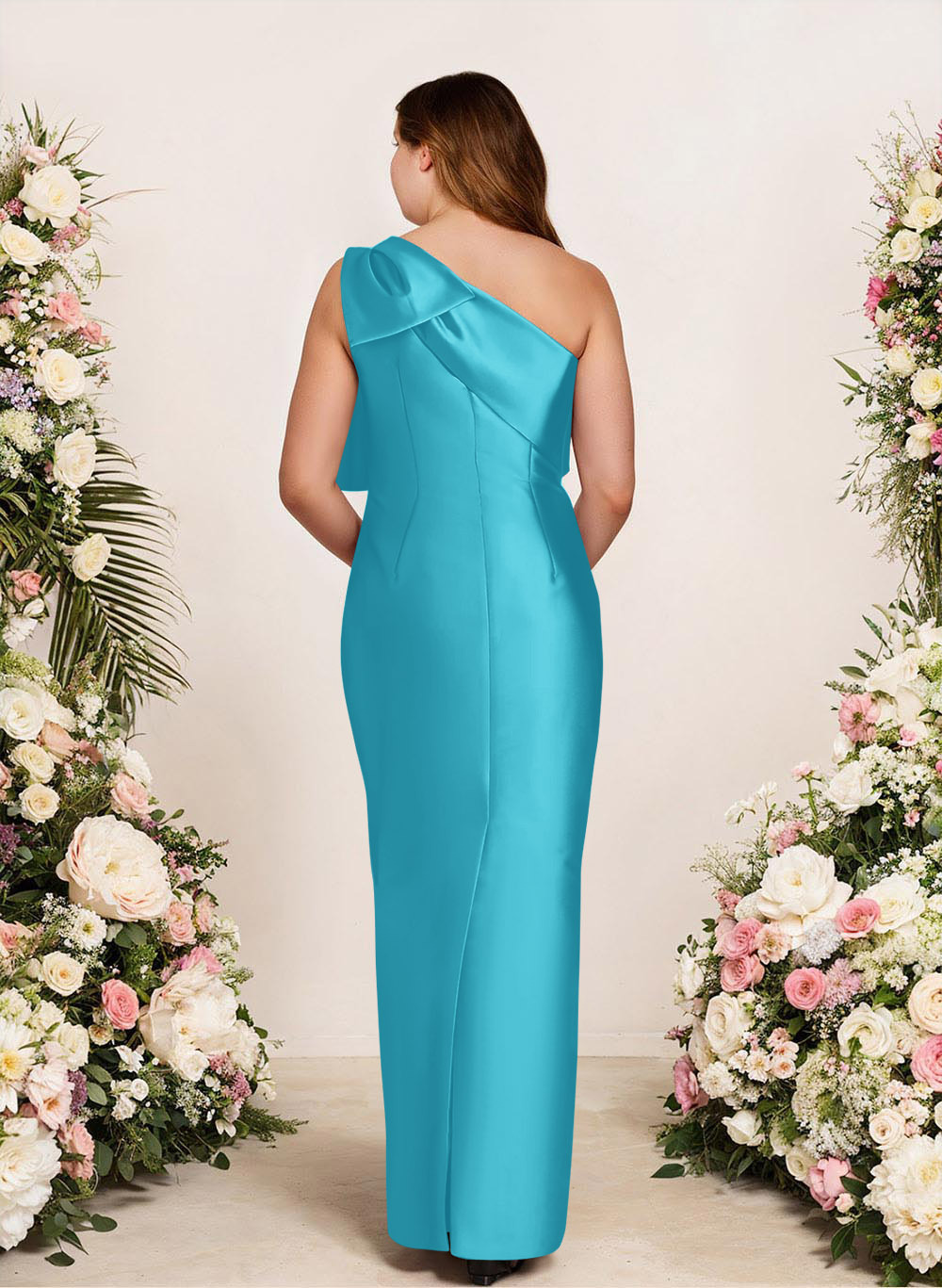 Sheath/Column One-Shoulder Satin Bridesmaid Dresses With Bow(s), product image 160
