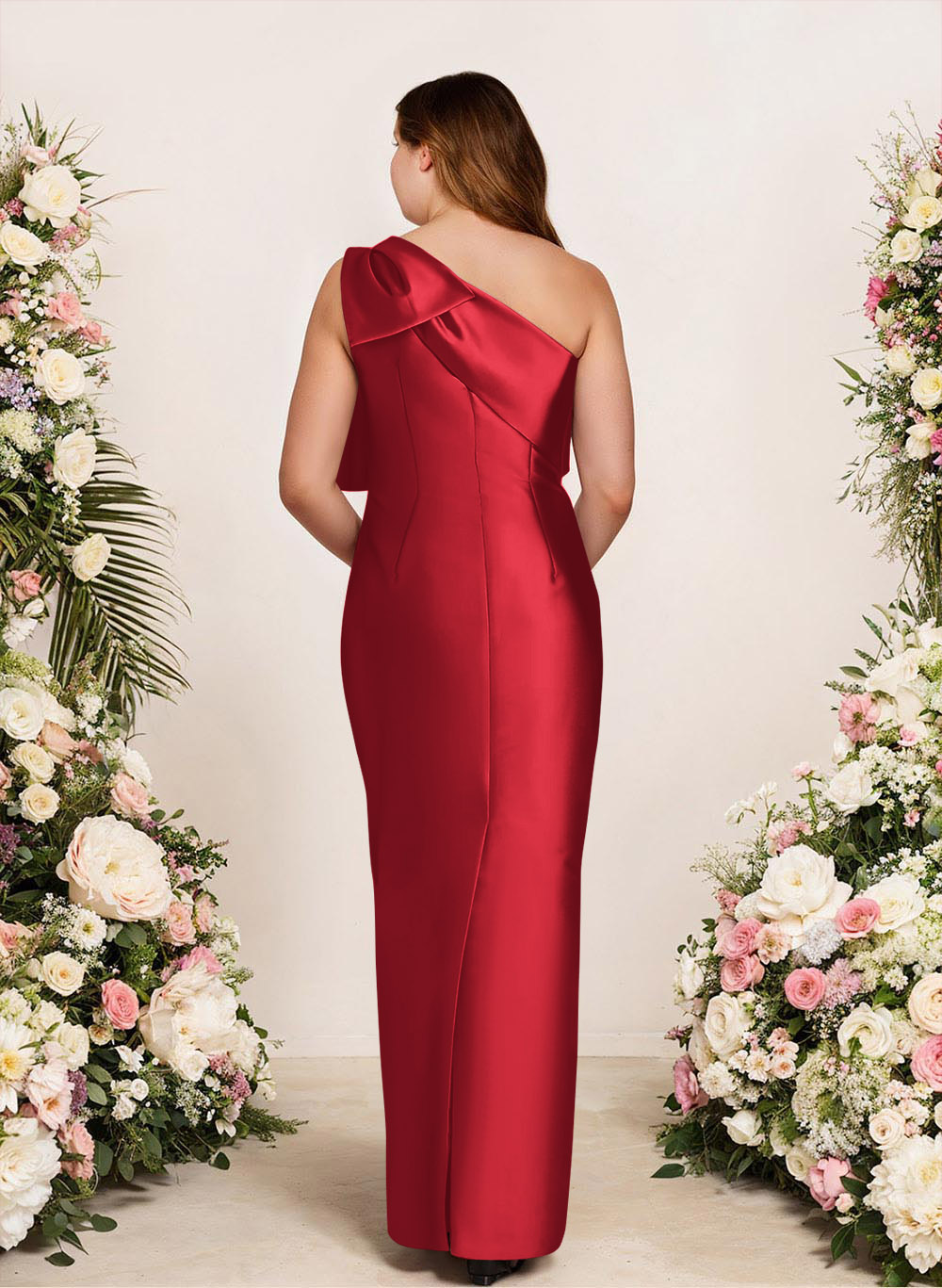 Sheath/Column One-Shoulder Satin Bridesmaid Dresses With Bow(s), product image 182