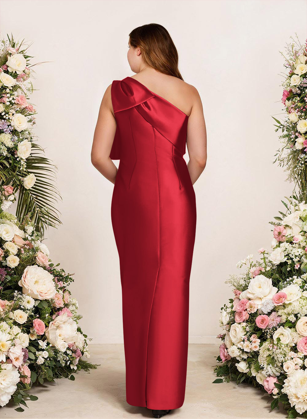 Sheath/Column One-Shoulder Satin Bridesmaid Dresses With Bow(s), product image 182
