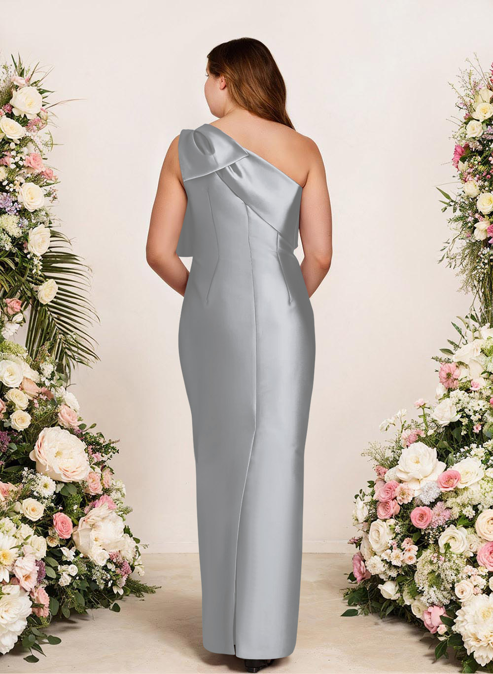 Sheath/Column One-Shoulder Satin Bridesmaid Dresses With Bow(s), product image 264