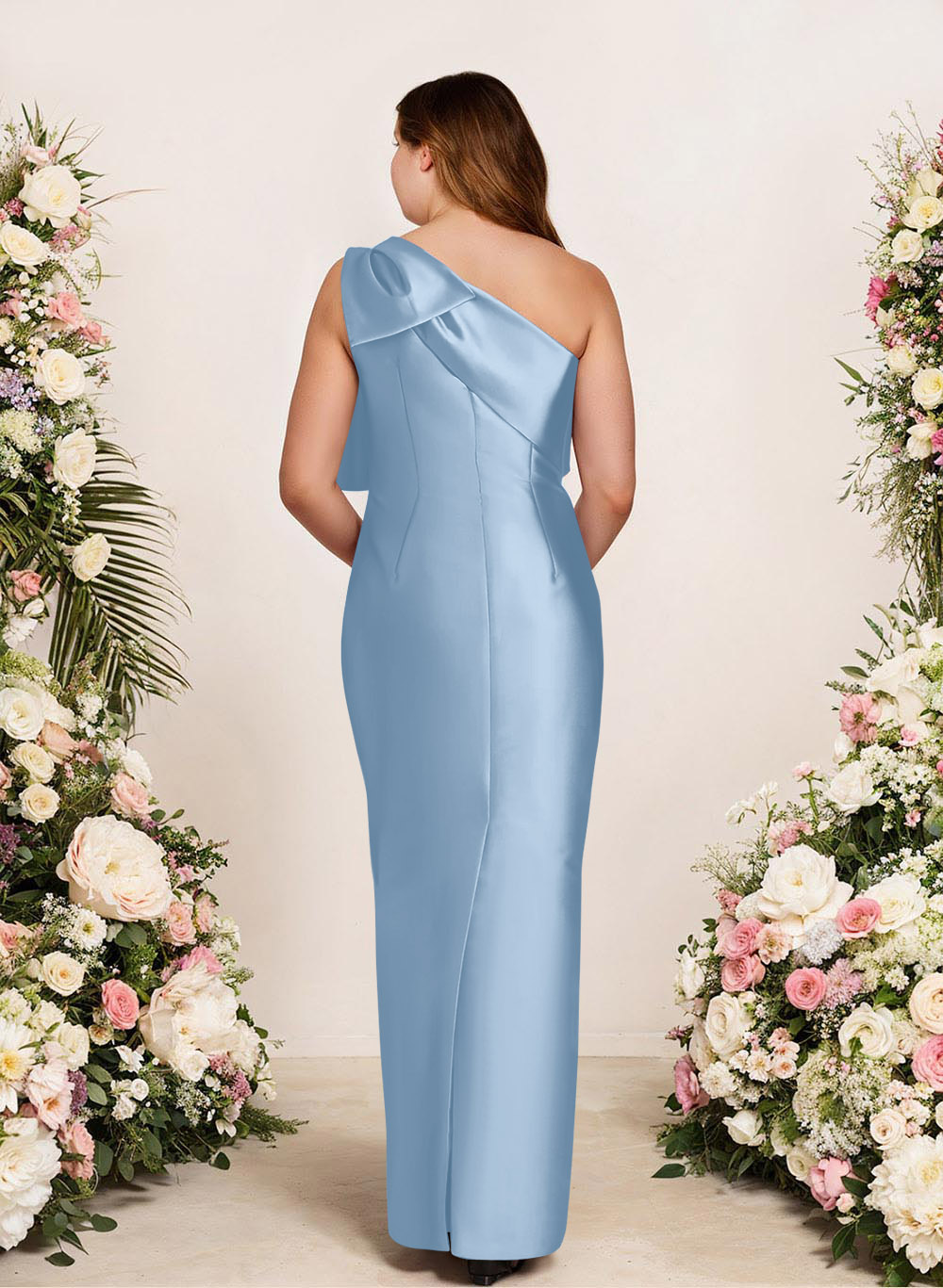 Sheath/Column One-Shoulder Satin Bridesmaid Dresses With Bow(s), product image 156