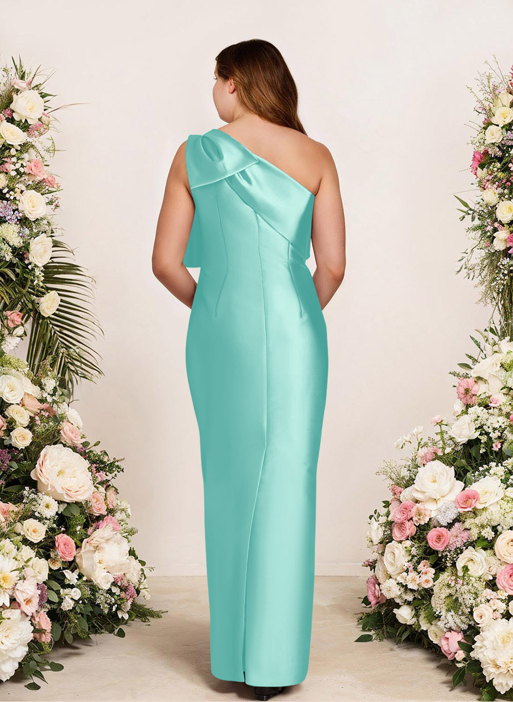 Sheath/Column One-Shoulder Satin Bridesmaid Dresses With Bow(s), product image 240