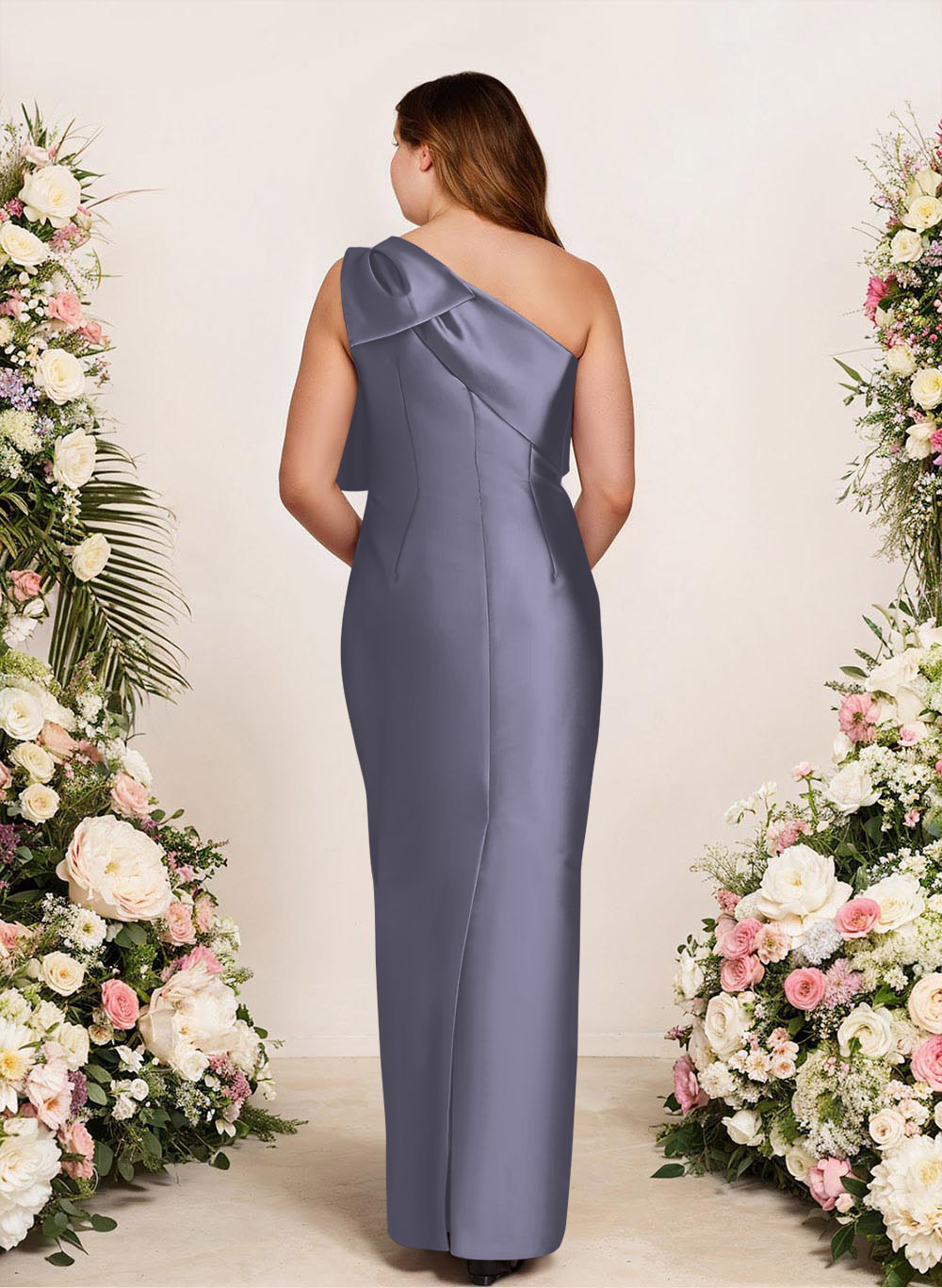 Sheath/Column One-Shoulder Satin Bridesmaid Dresses With Bow(s), product image 152