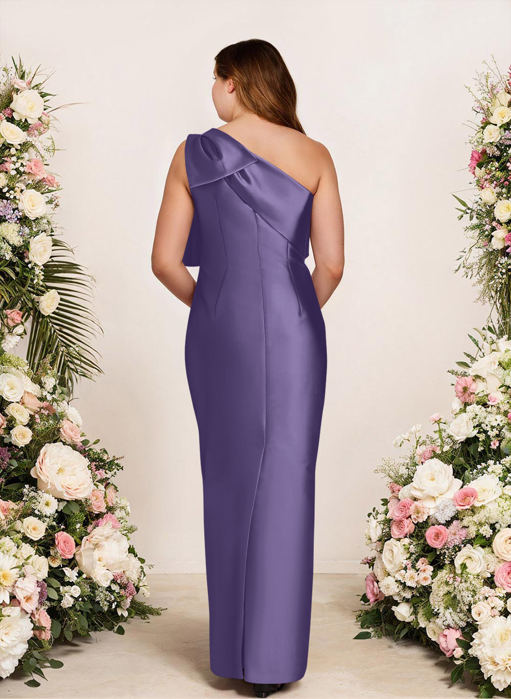 Sheath/Column One-Shoulder Satin Bridesmaid Dresses With Bow(s), product image 204