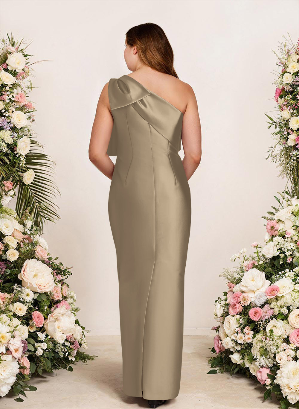 Sheath/Column One-Shoulder Satin Bridesmaid Dresses With Bow(s), product image 242