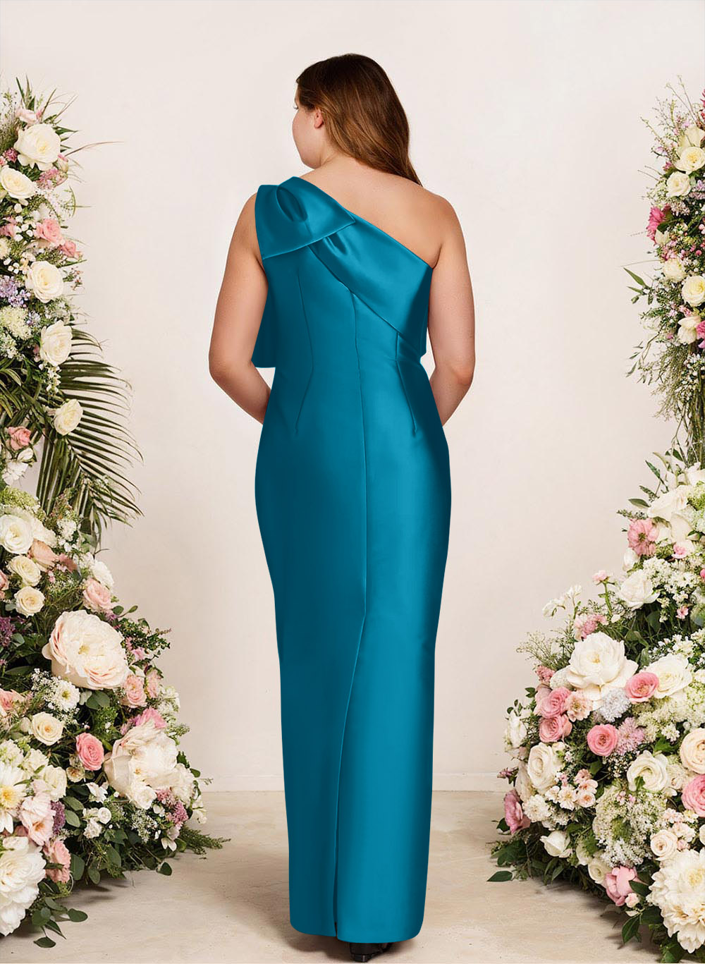 Sheath/Column One-Shoulder Satin Bridesmaid Dresses With Bow(s), product image 272