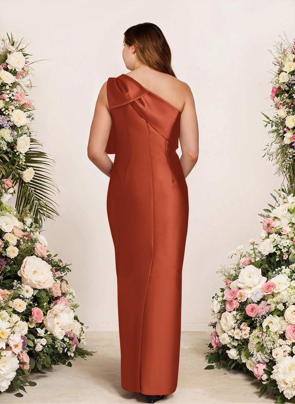 Sheath/Column One-Shoulder Satin Bridesmaid Dresses With Bow(s), product image 270