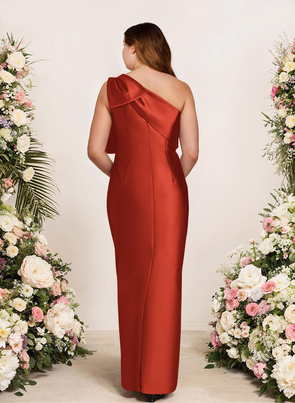 Sheath/Column One-Shoulder Satin Bridesmaid Dresses With Bow(s), product image 192