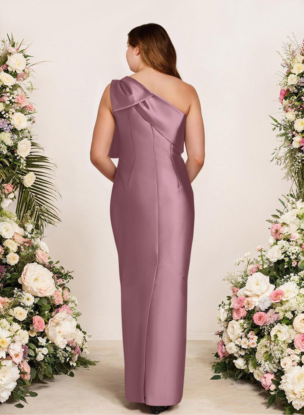 Sheath/Column One-Shoulder Satin Bridesmaid Dresses With Bow(s), product image 208