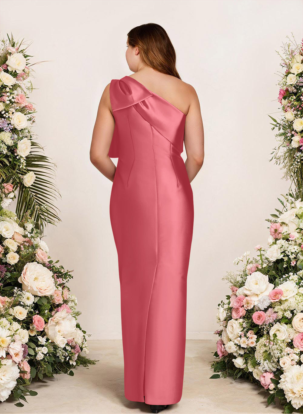Sheath/Column One-Shoulder Satin Bridesmaid Dresses With Bow(s), product image 194