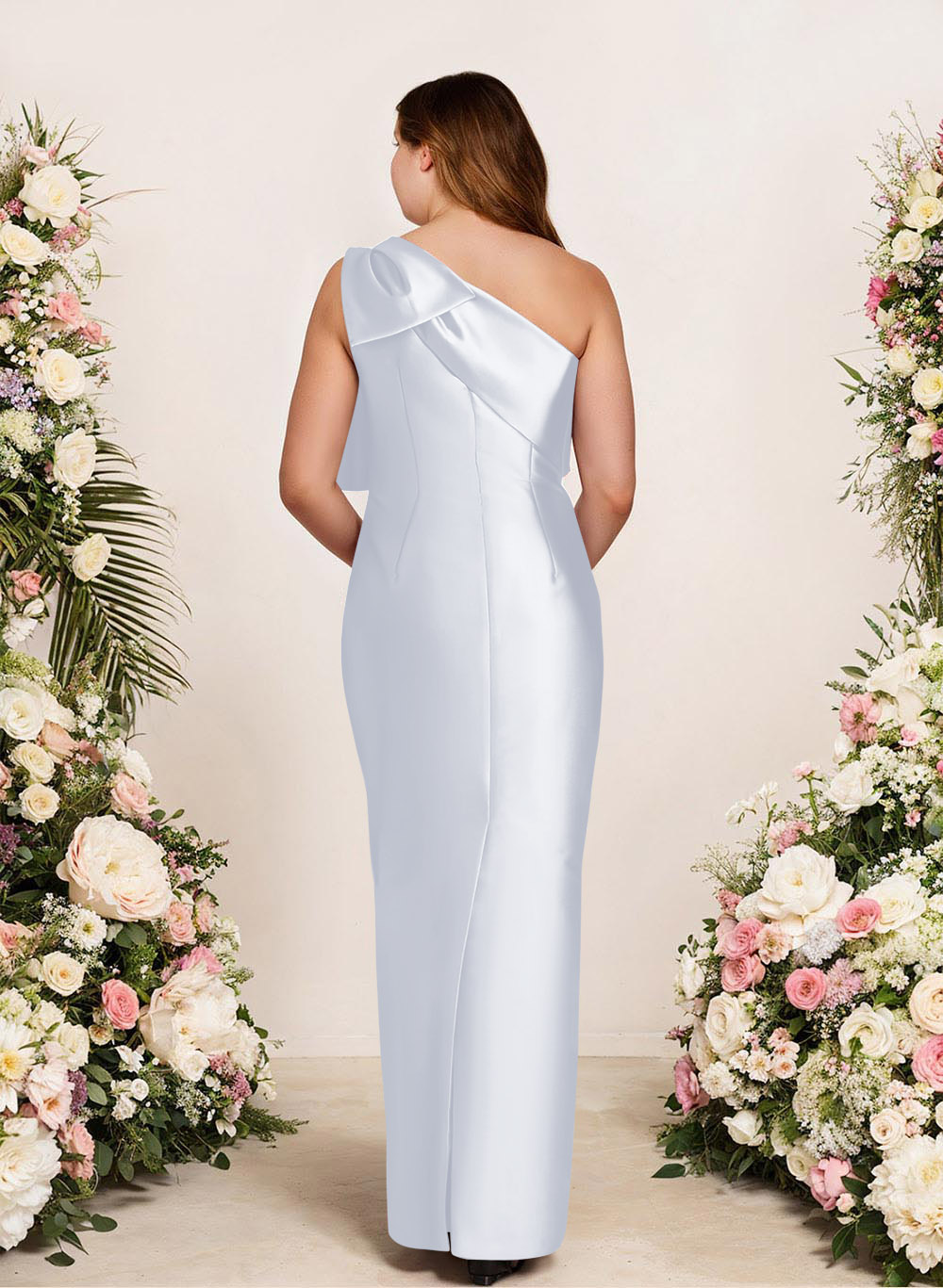 Sheath/Column One-Shoulder Satin Bridesmaid Dresses With Bow(s), product image 262
