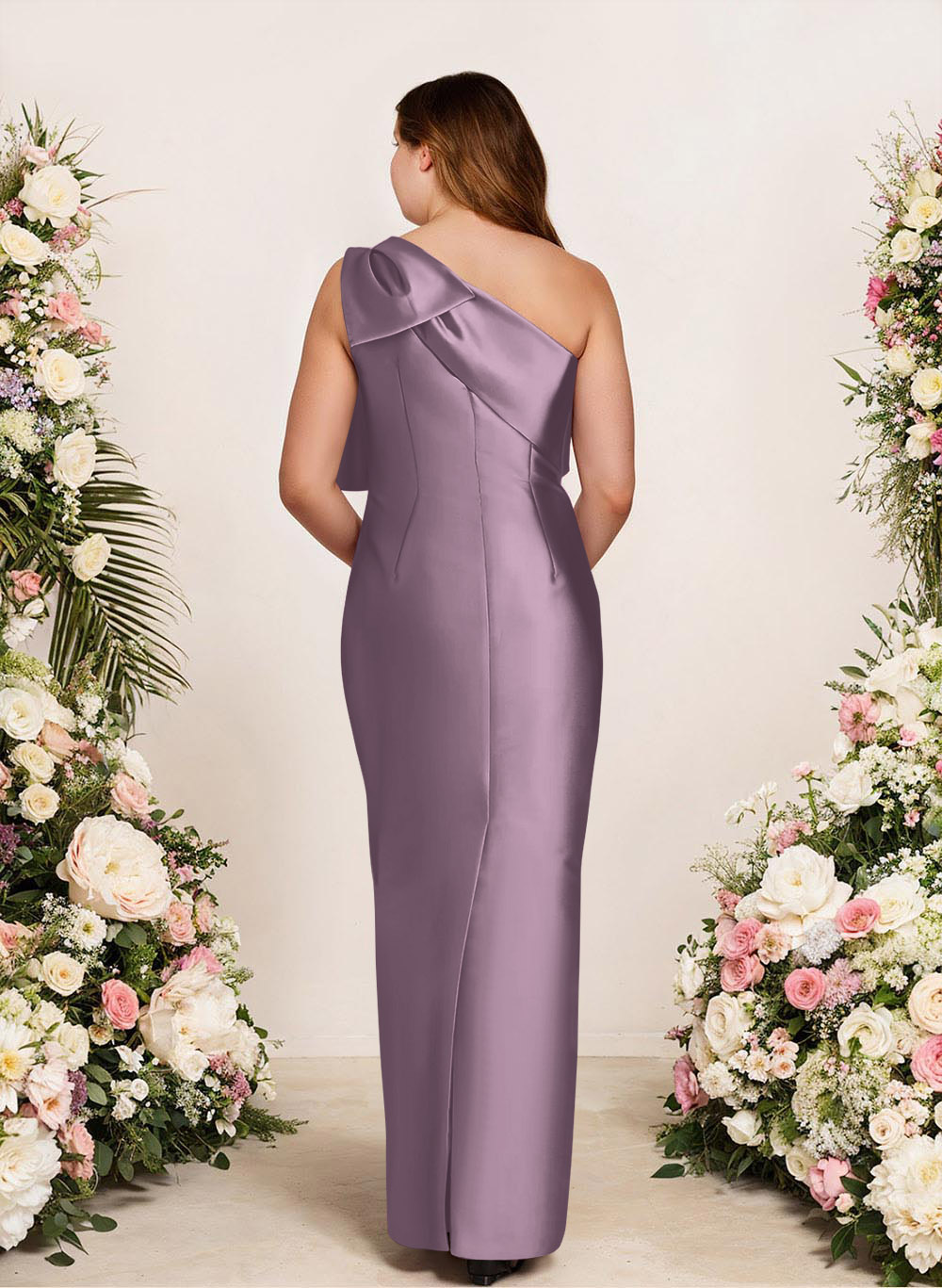 Sheath/Column One-Shoulder Satin Bridesmaid Dresses With Bow(s), product image 206