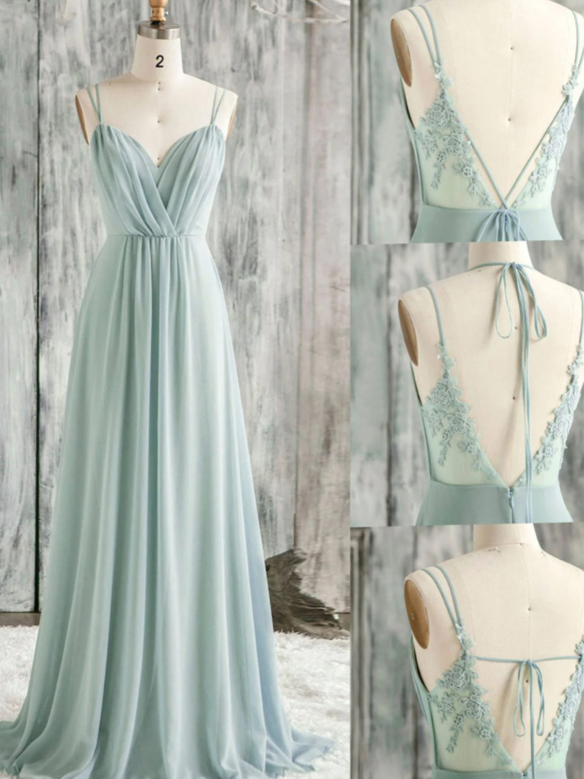 Lace Spaghetti Straps Convertible Bridesmaid Dresses (3 Styles To Wear), product image 1