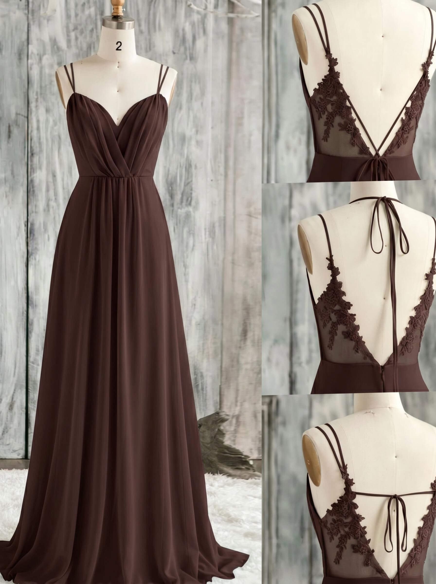 Lace Spaghetti Straps Convertible Bridesmaid Dresses (3 Styles To Wear), product image 163