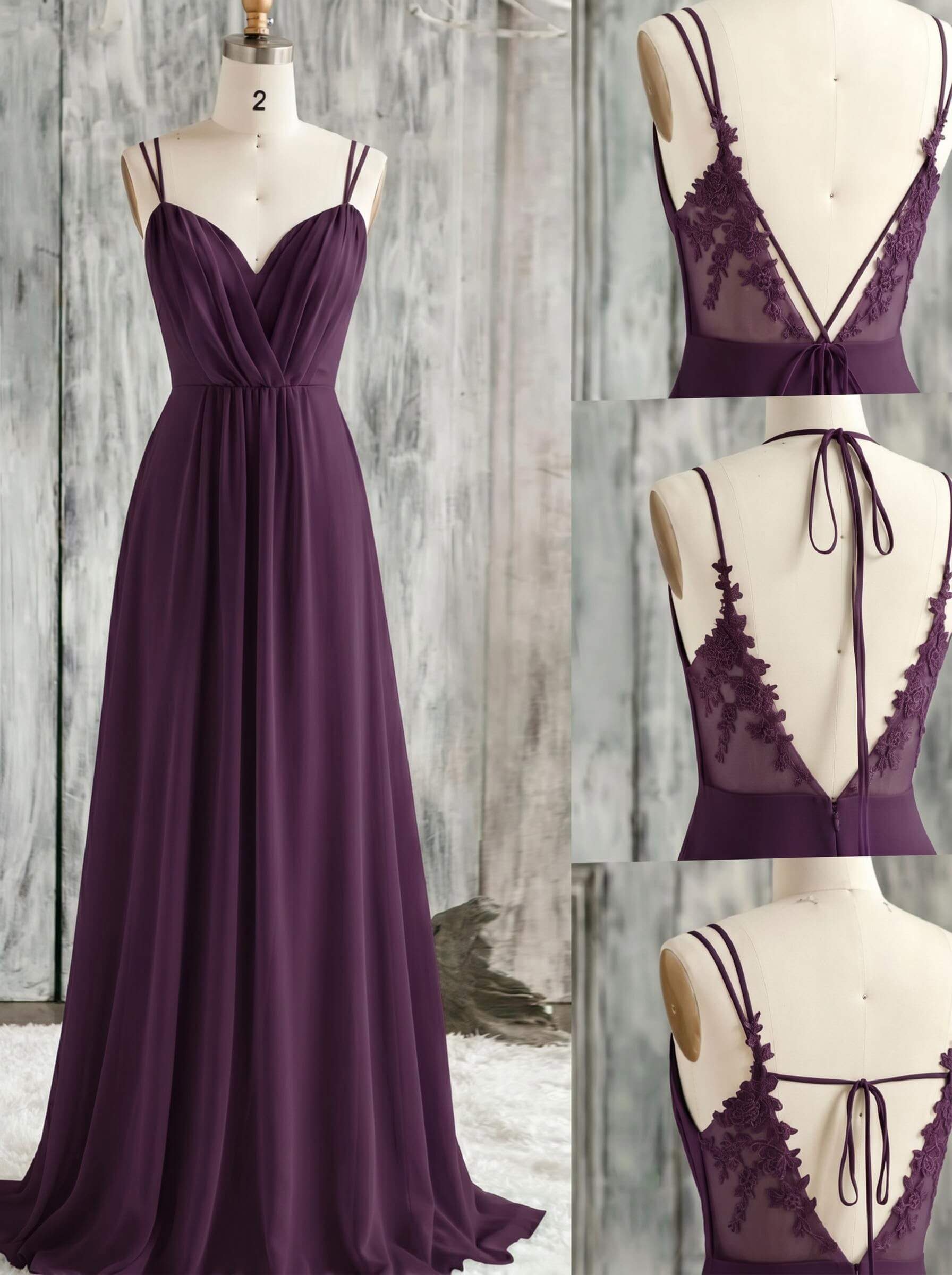 Lace Spaghetti Straps Convertible Bridesmaid Dresses (3 Styles To Wear), product image 106