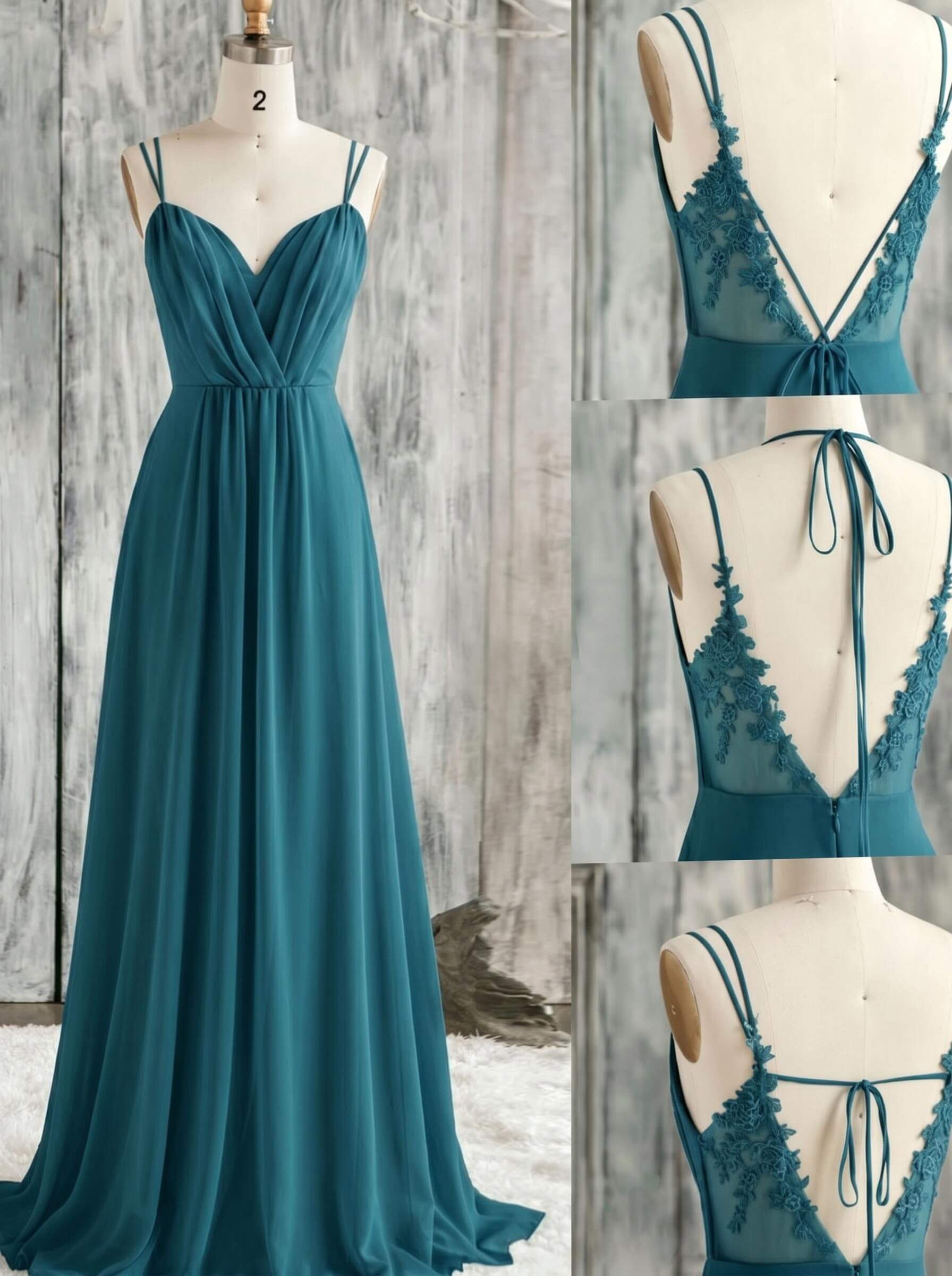 Lace Spaghetti Straps Convertible Bridesmaid Dresses (3 Styles To Wear), product image 19
