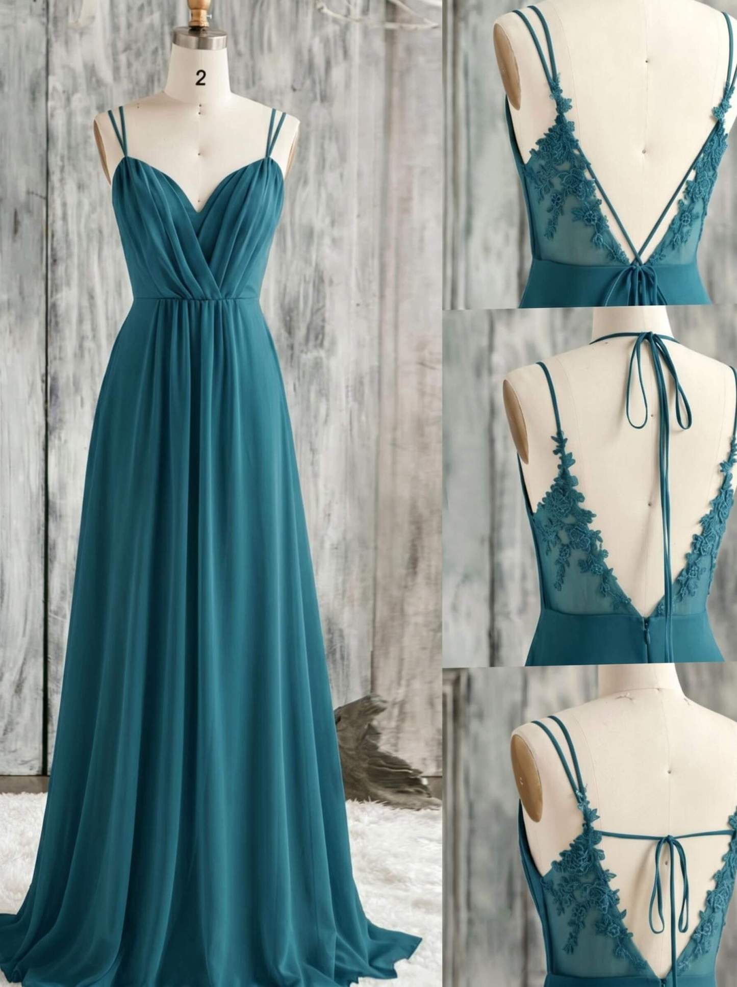 Lace Spaghetti Straps Convertible Bridesmaid Dresses (3 Styles To Wear), product image 19