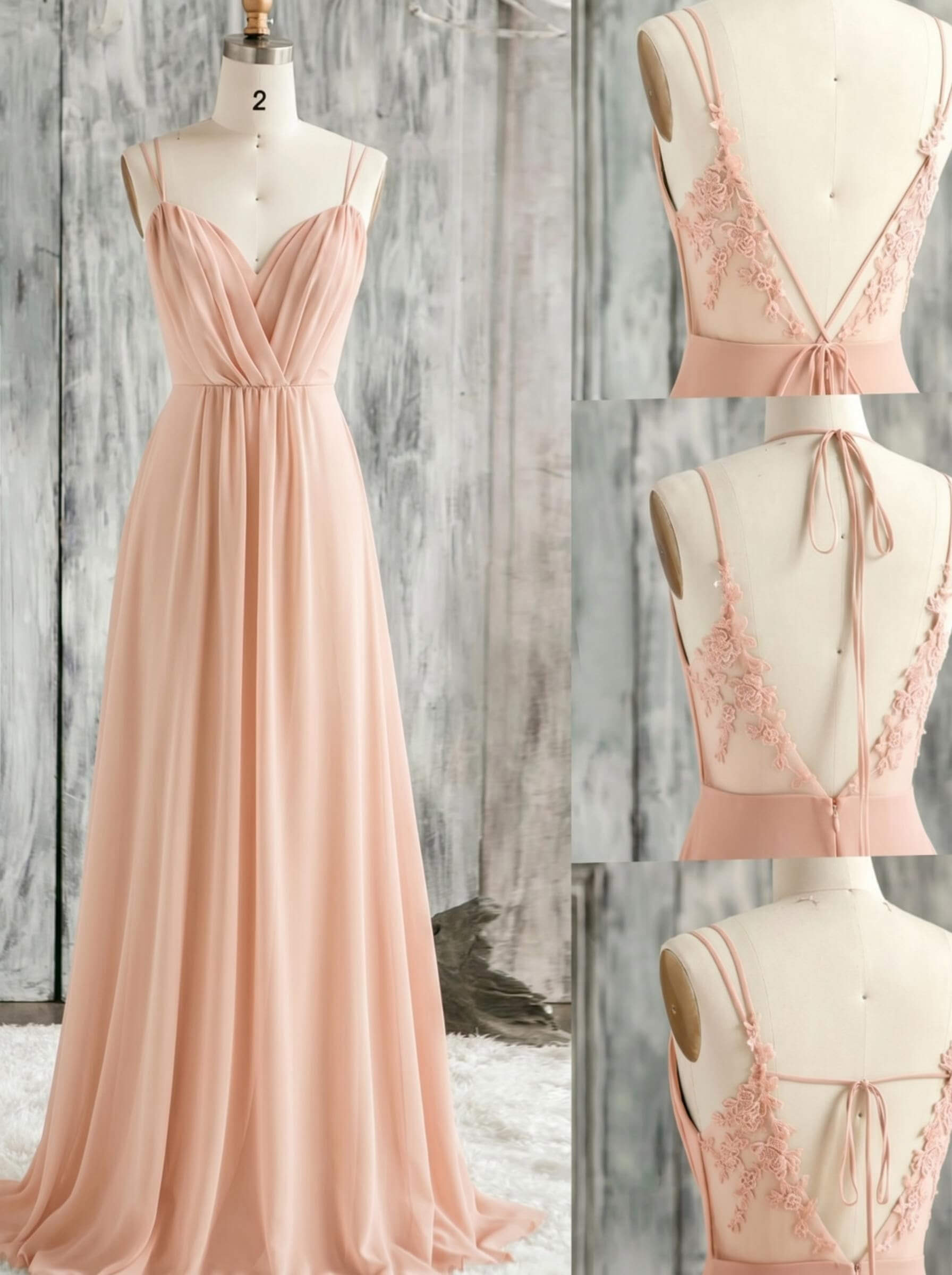 Lace Spaghetti Straps Convertible Bridesmaid Dresses (3 Styles To Wear), product image 190