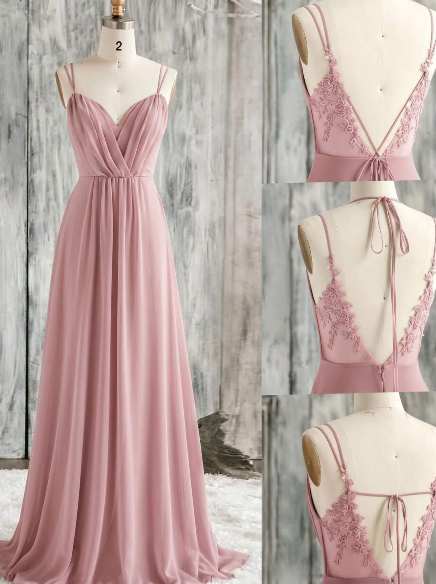 Lace Spaghetti Straps Convertible Bridesmaid Dresses (3 Styles To Wear), product image 88