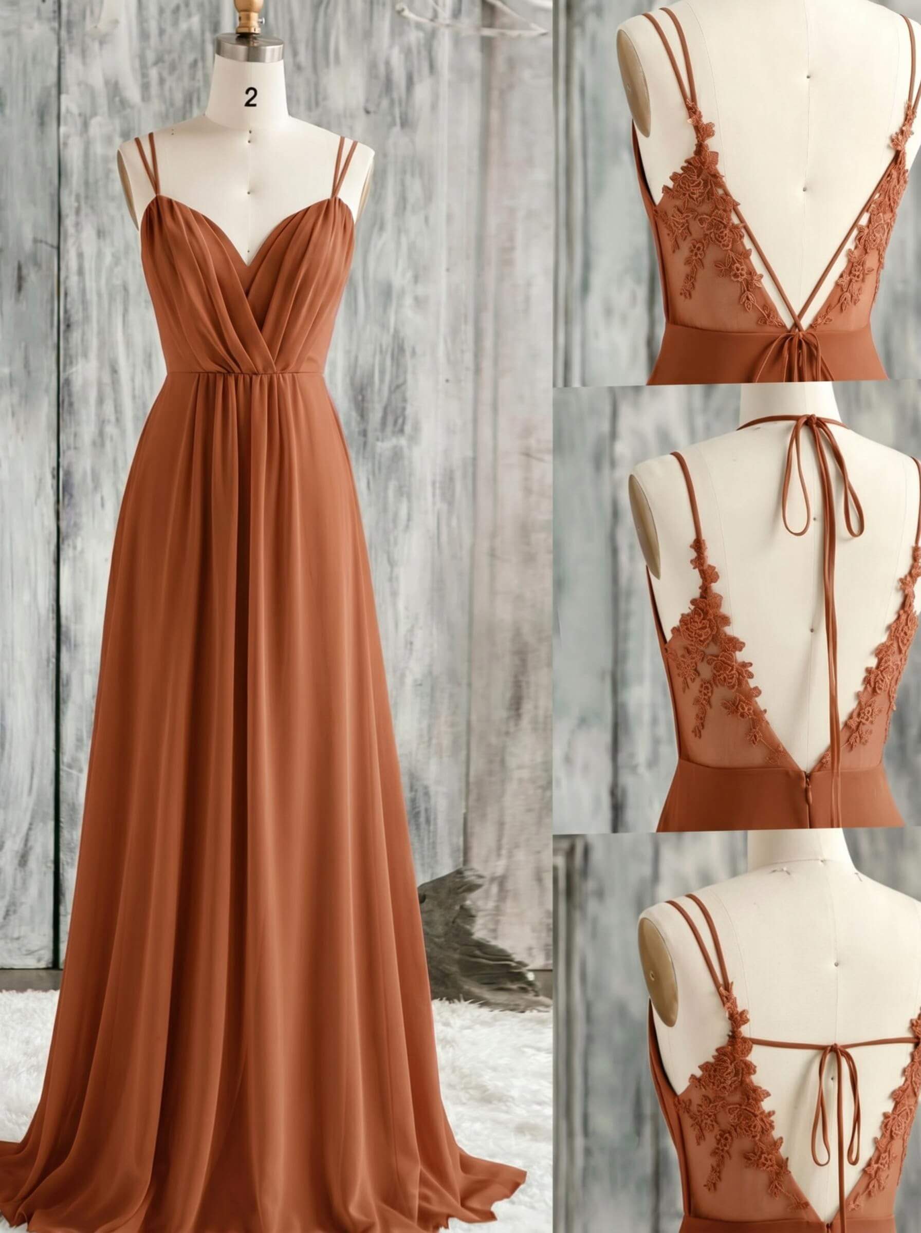 Lace Spaghetti Straps Convertible Bridesmaid Dresses (3 Styles To Wear), product image 202