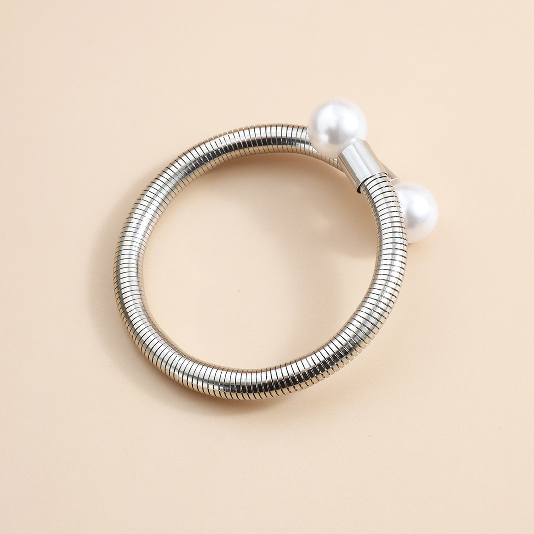 Retro Pearl Bracelet With Double Beads Cuff Bracelets