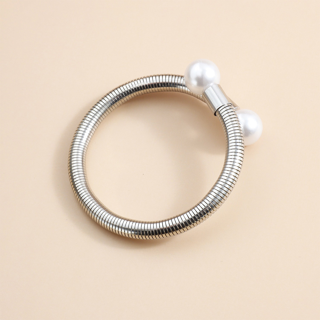 Retro Pearl Bracelet With Double Beads Cuff Bracelets