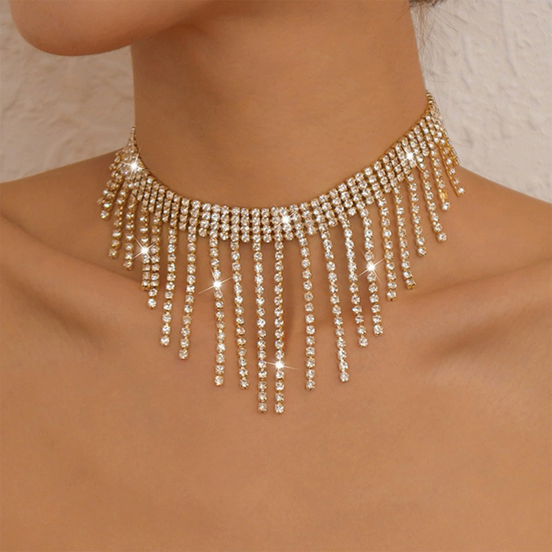 Retro Rhinestone Tassel Necklaces