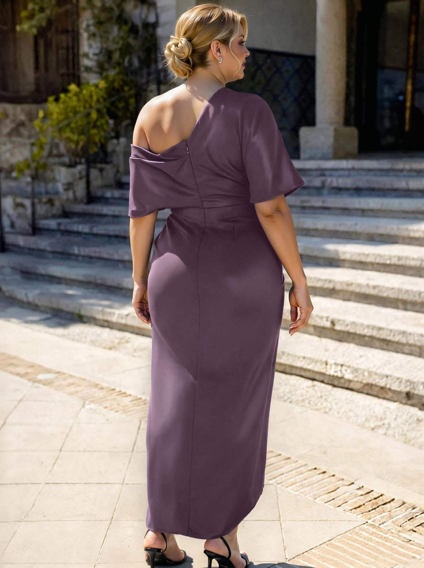 Sheath/Column Asymmetrical Sleeveless Satin Bridesmaid Dresses With Ruffle, product image 353