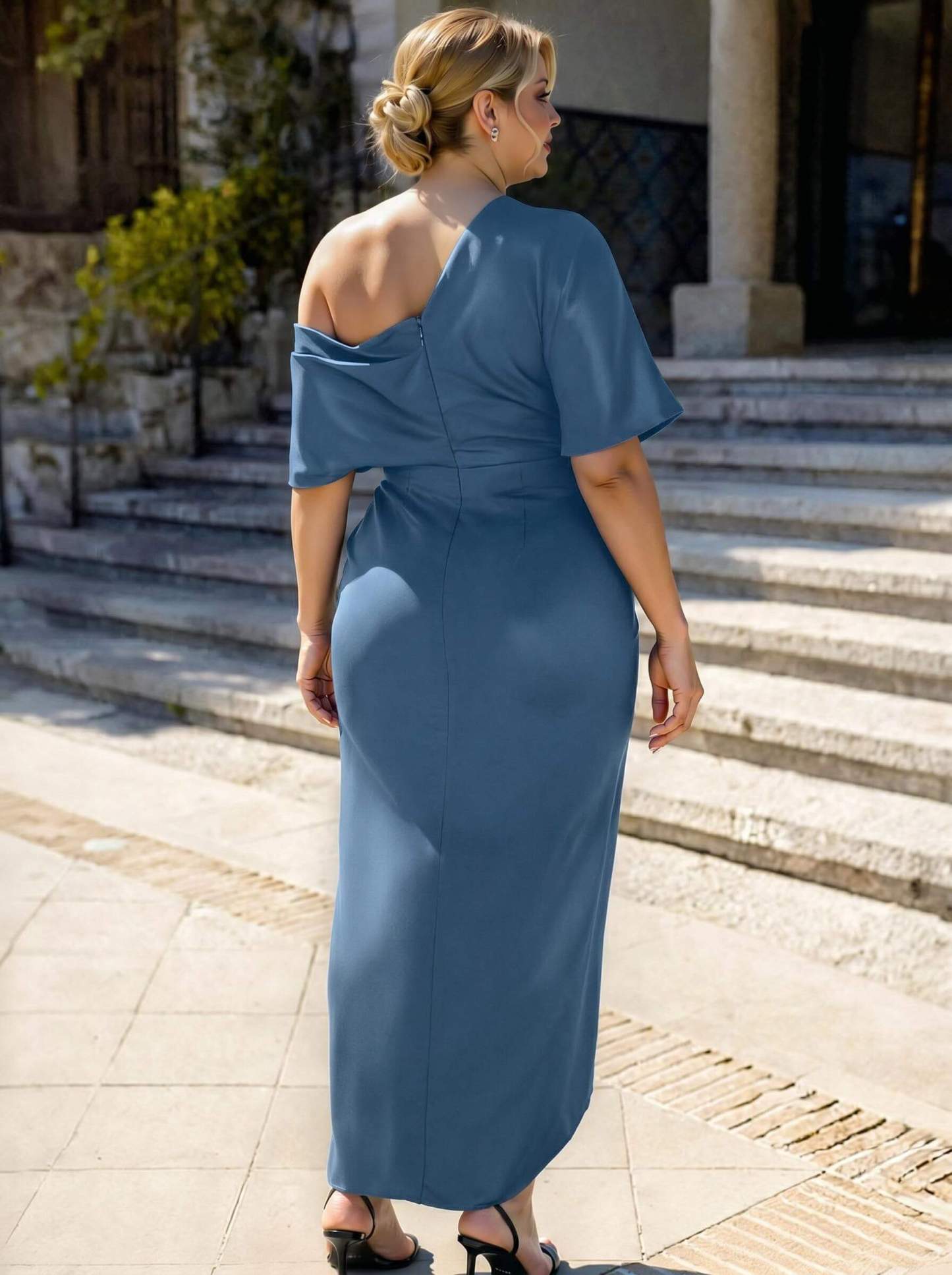 Sheath/Column Asymmetrical Sleeveless Satin Bridesmaid Dresses With Ruffle, product image 285