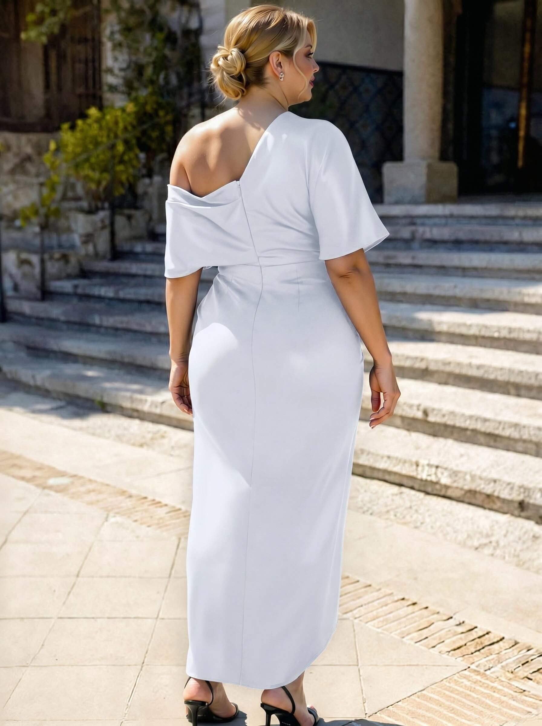 Sheath/Column Asymmetrical Sleeveless Satin Bridesmaid Dresses With Ruffle, product image 399