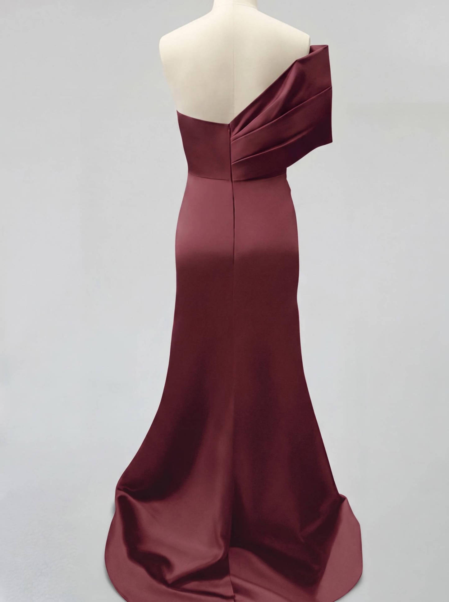 One-Shoulder Sleeveless Sweep Train Satin Bridesmaid Dresses With Split Front, product image 53