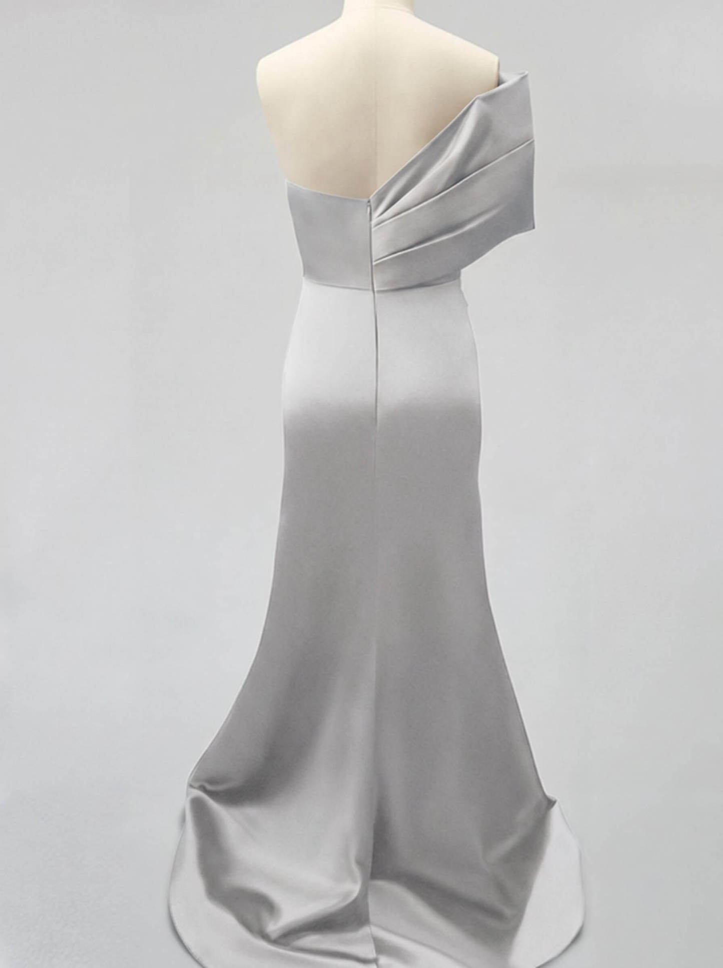 One-Shoulder Sleeveless Sweep Train Satin Bridesmaid Dresses With Split Front, product image 129